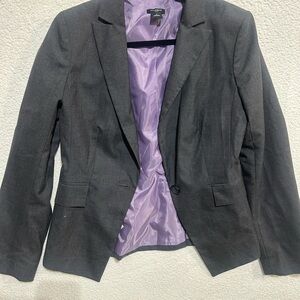 Ann Taylor Charcoal Blazer with Lavender Lining